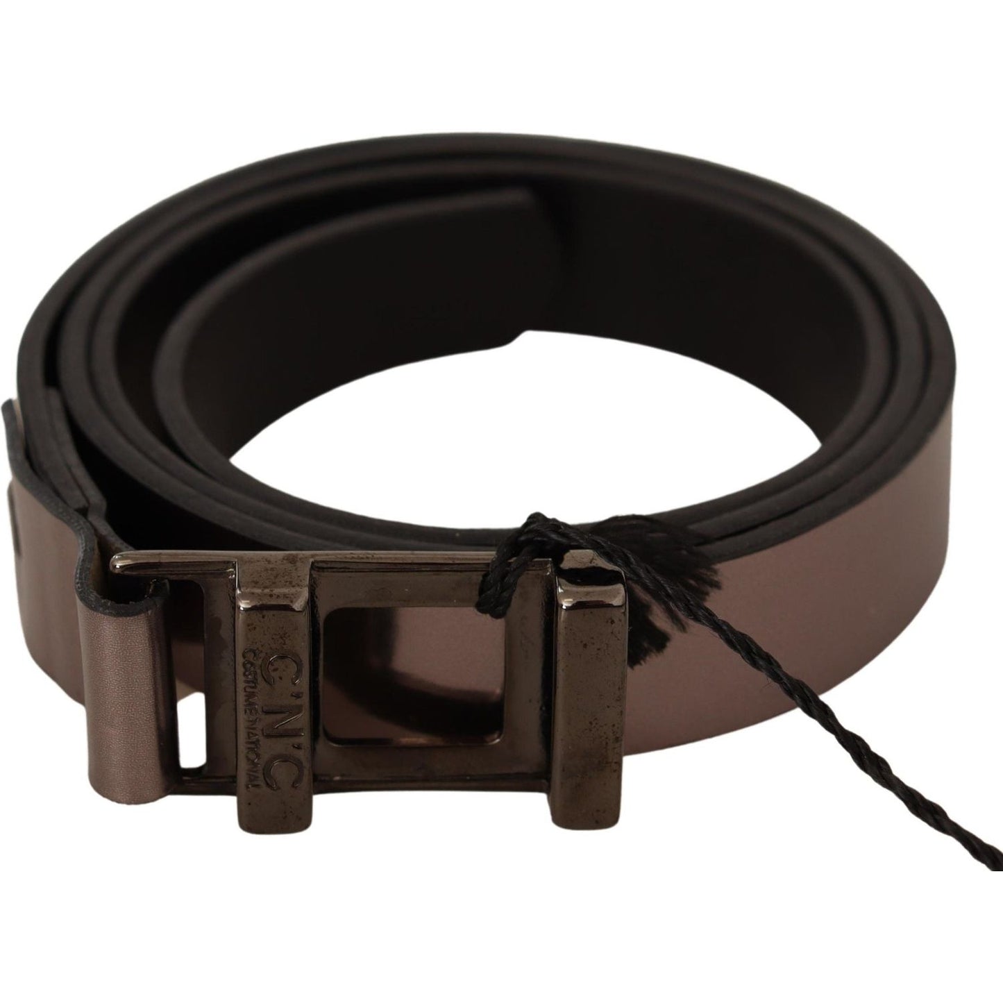 Costume National Chic Pink Metallic Leather Belt with Bronze Buckle WOMAN BELTS Costume National Black