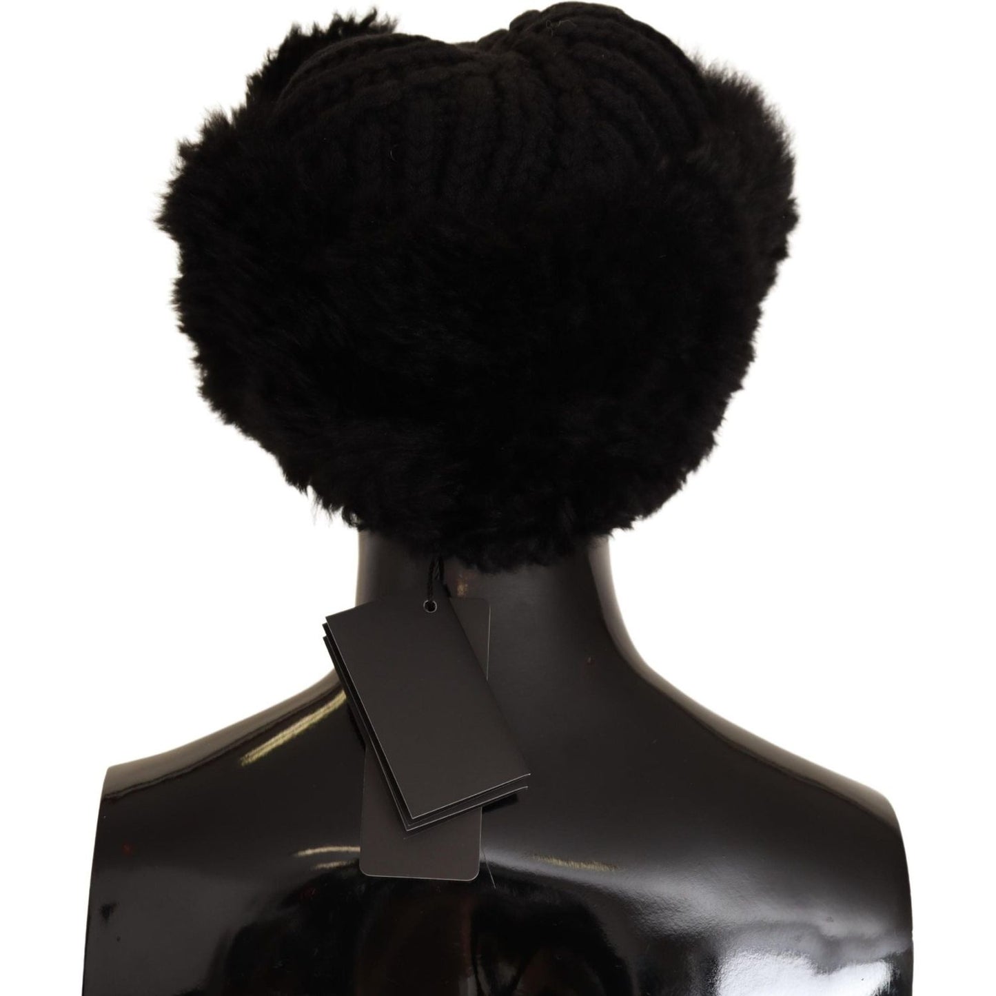 Dolce & Gabbana Elegant Black Cashmere Alpaca Fur Beanie Beanie Hat Dolce & Gabbana Black