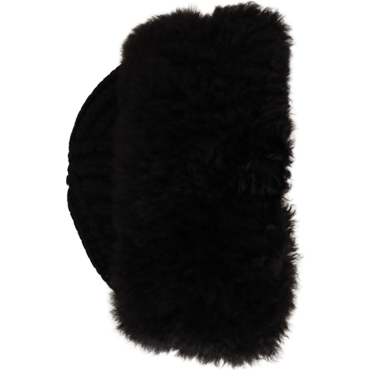 Dolce & Gabbana Elegant Black Cashmere Alpaca Fur Beanie Beanie Hat Dolce & Gabbana Black