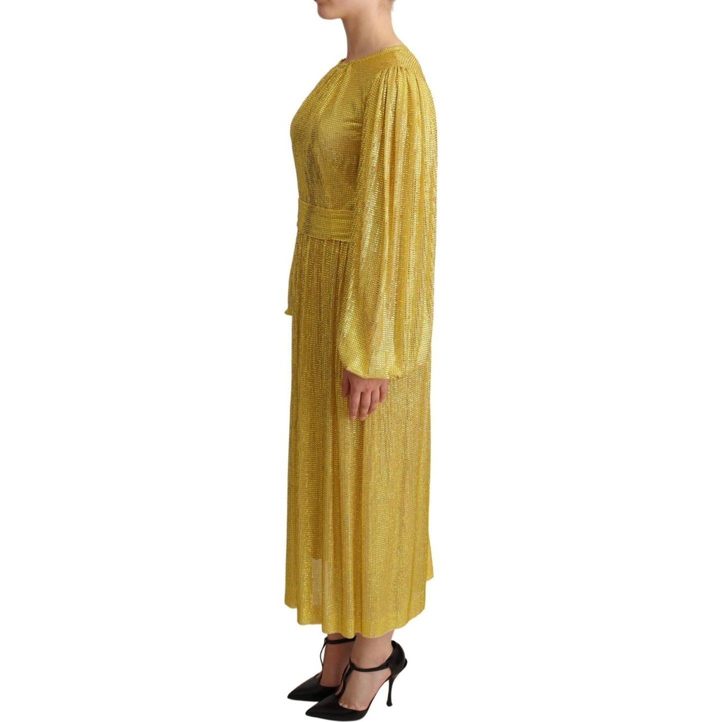 Dolce & Gabbana Crystal Embellished Pleated Maxi Dress Dolce & Gabbana Dark Goldenrod