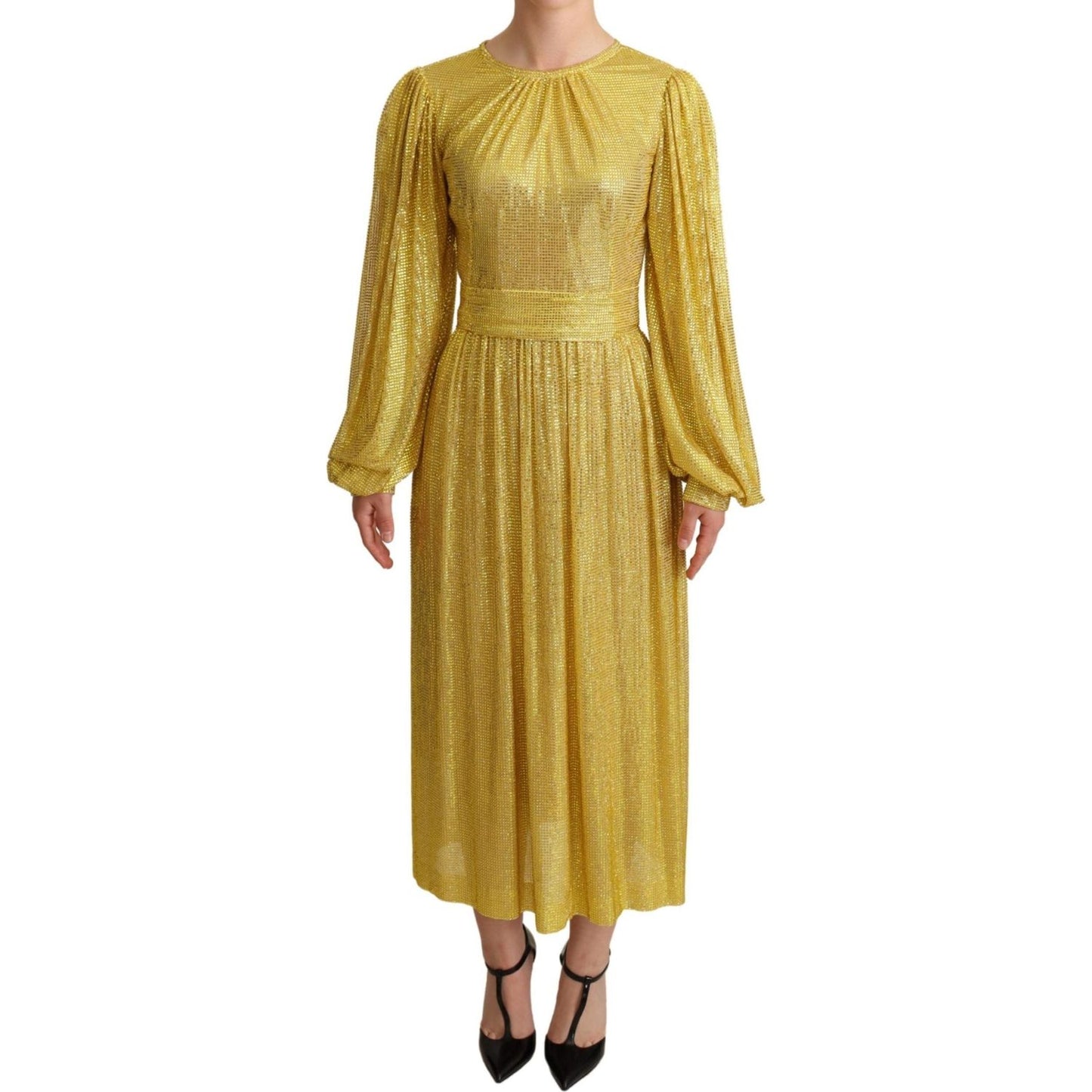 Dolce & Gabbana Crystal Embellished Pleated Maxi Dress Dolce & Gabbana Dark Goldenrod