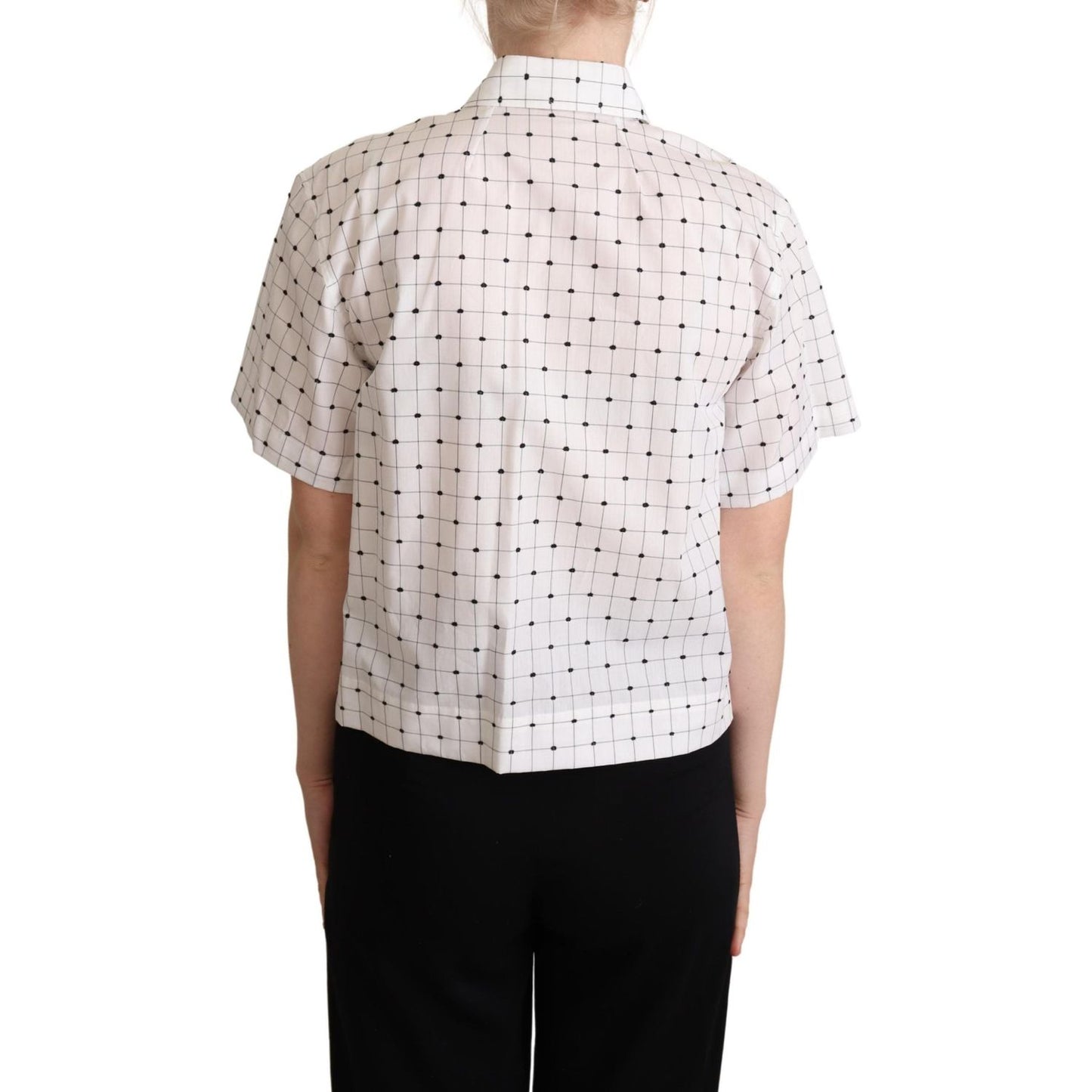 Dolce & Gabbana Chic Monochrome Polka Dot Polo Top Blouse Top Dolce & Gabbana Black