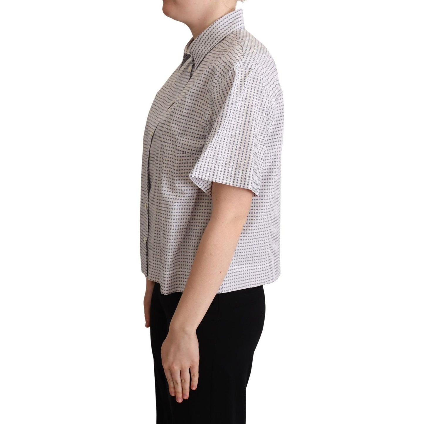 Dolce & Gabbana Elegant Polka Dots Collared Polo Top Dolce & Gabbana Rosy Brown