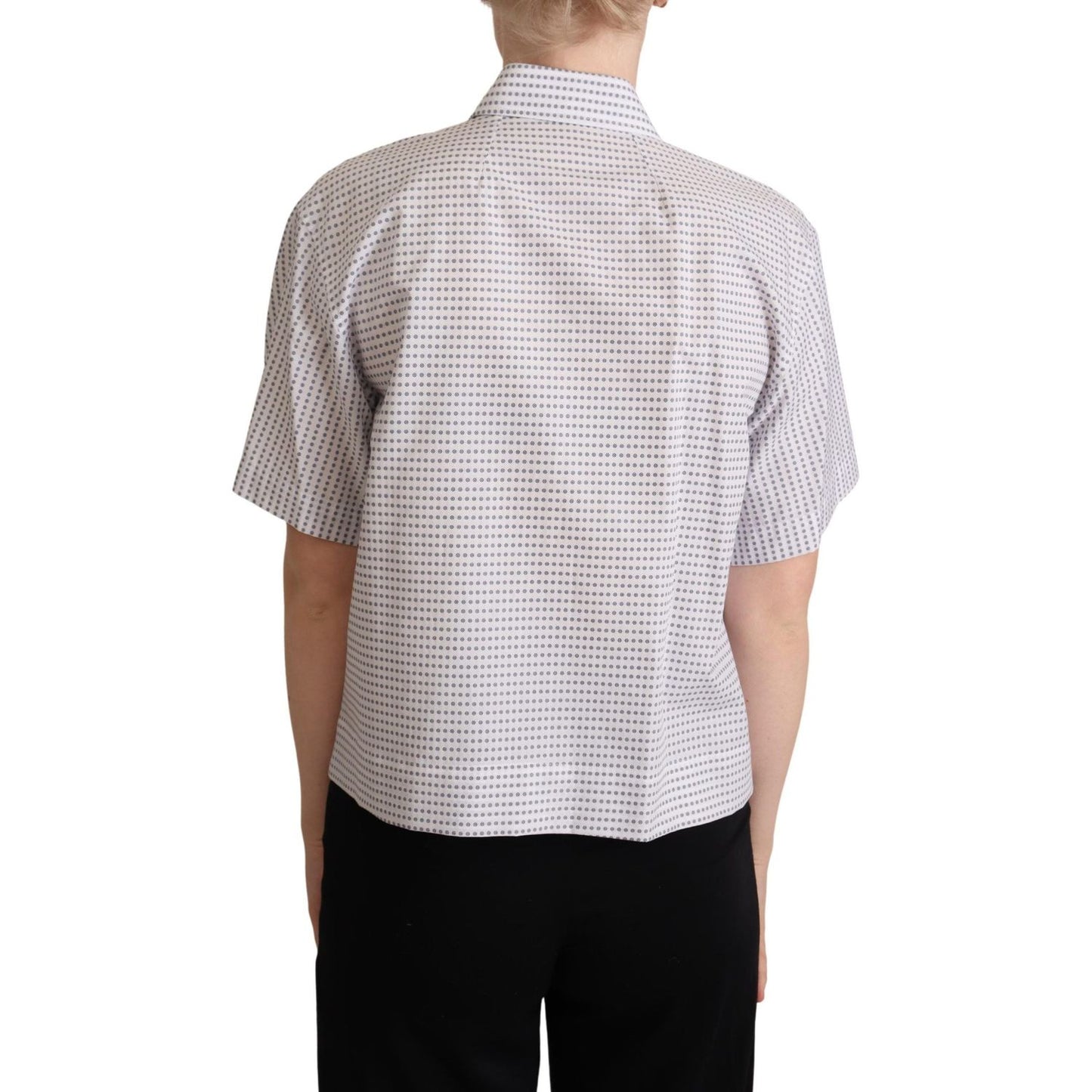 Dolce & Gabbana Elegant Polka Dots Collared Polo Top Dolce & Gabbana Gray