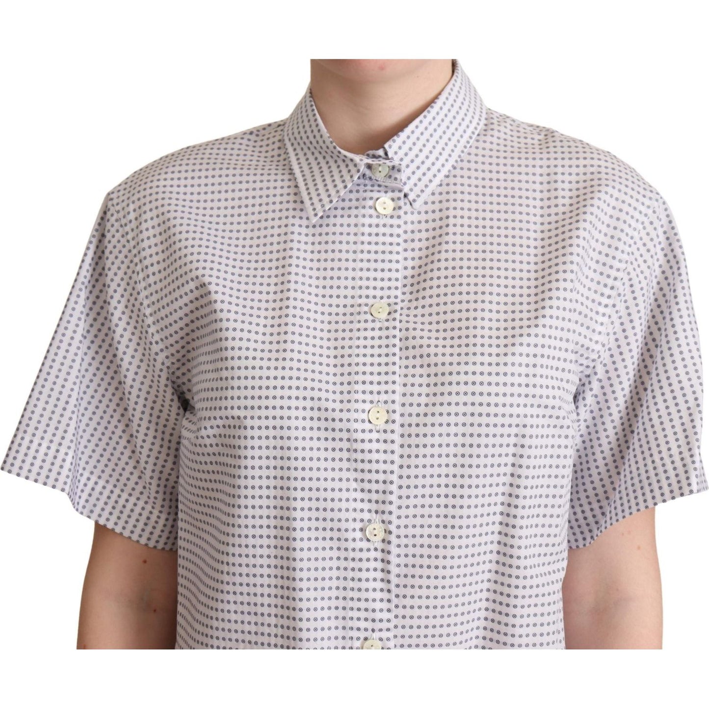 Dolce & Gabbana Elegant Polka Dots Collared Polo Top Dolce & Gabbana Light Gray