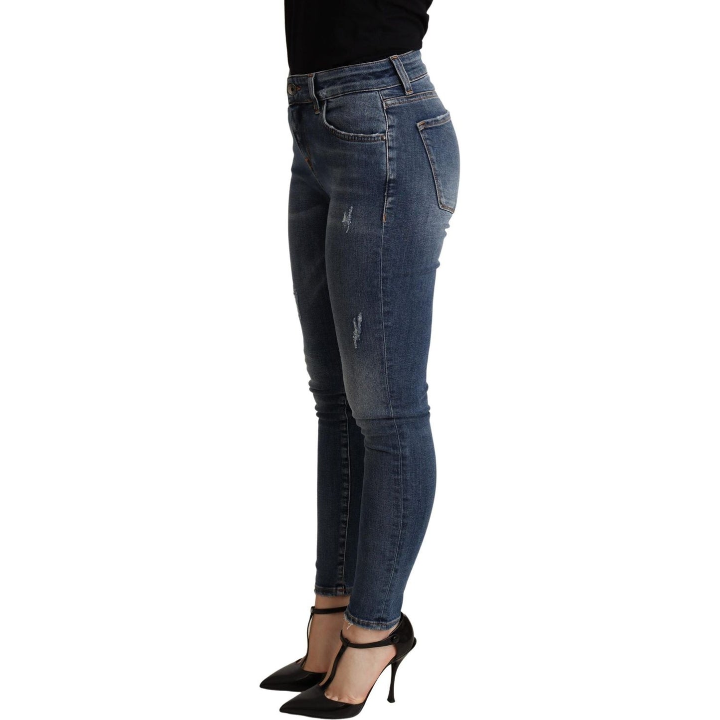 Dolce & Gabbana Elegant Mid Waist Skinny Blue Jeans Dolce & Gabbana Dark Slate Gray