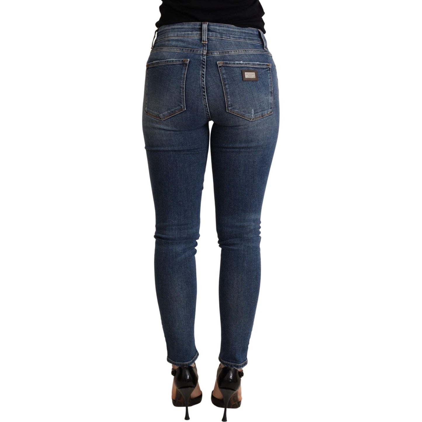 Dolce & Gabbana Elegant Mid Waist Skinny Blue Jeans Dolce & Gabbana Dark Slate Gray