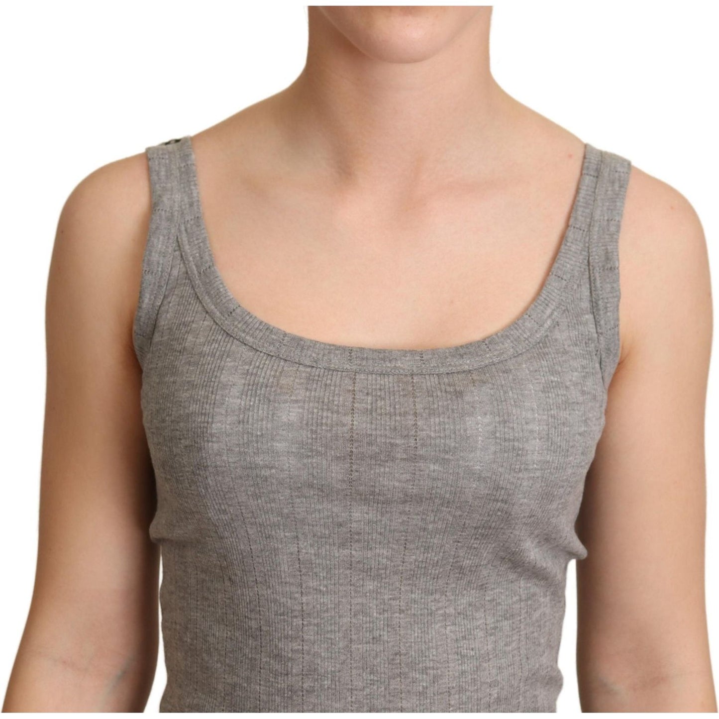 Dolce & Gabbana Elegant Sleeveless Gray Tank Top Dolce & Gabbana Rosy Brown