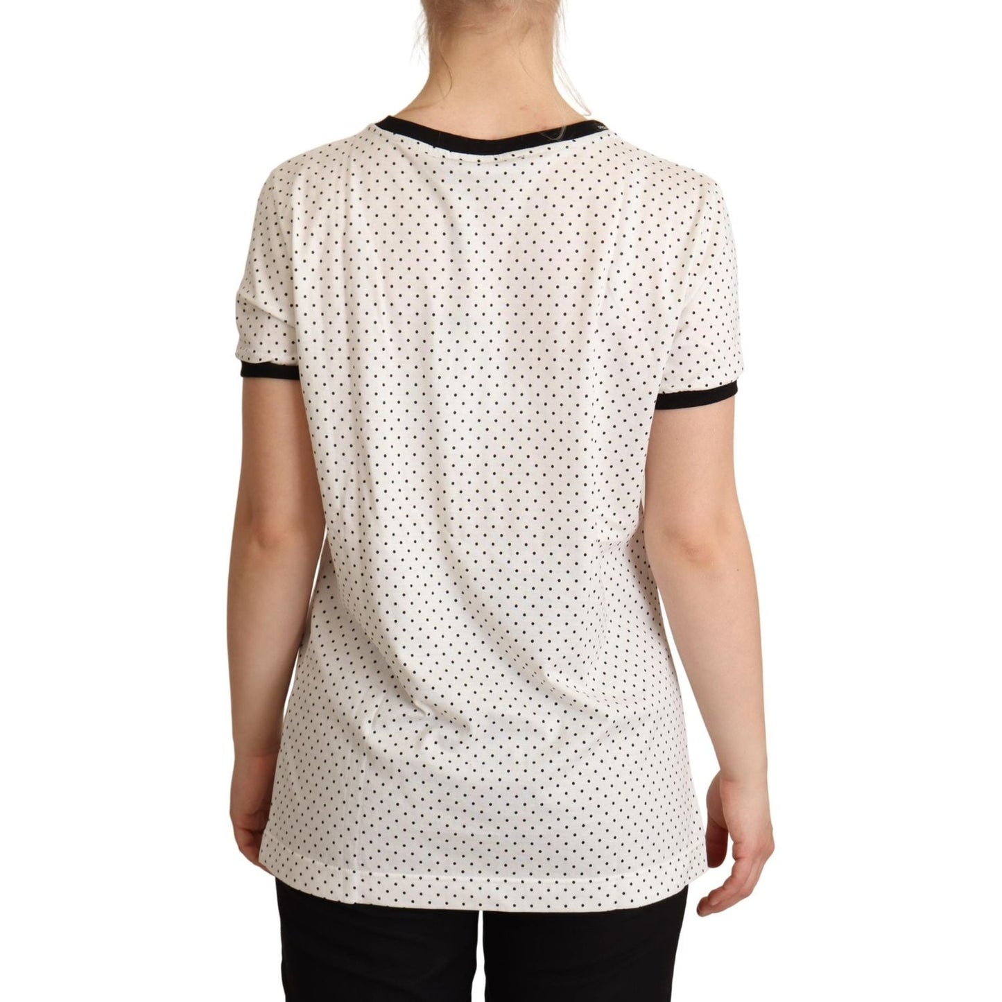 Dolce & Gabbana Polka Dot Crewneck Cotton Tee Dolce & Gabbana Light Gray