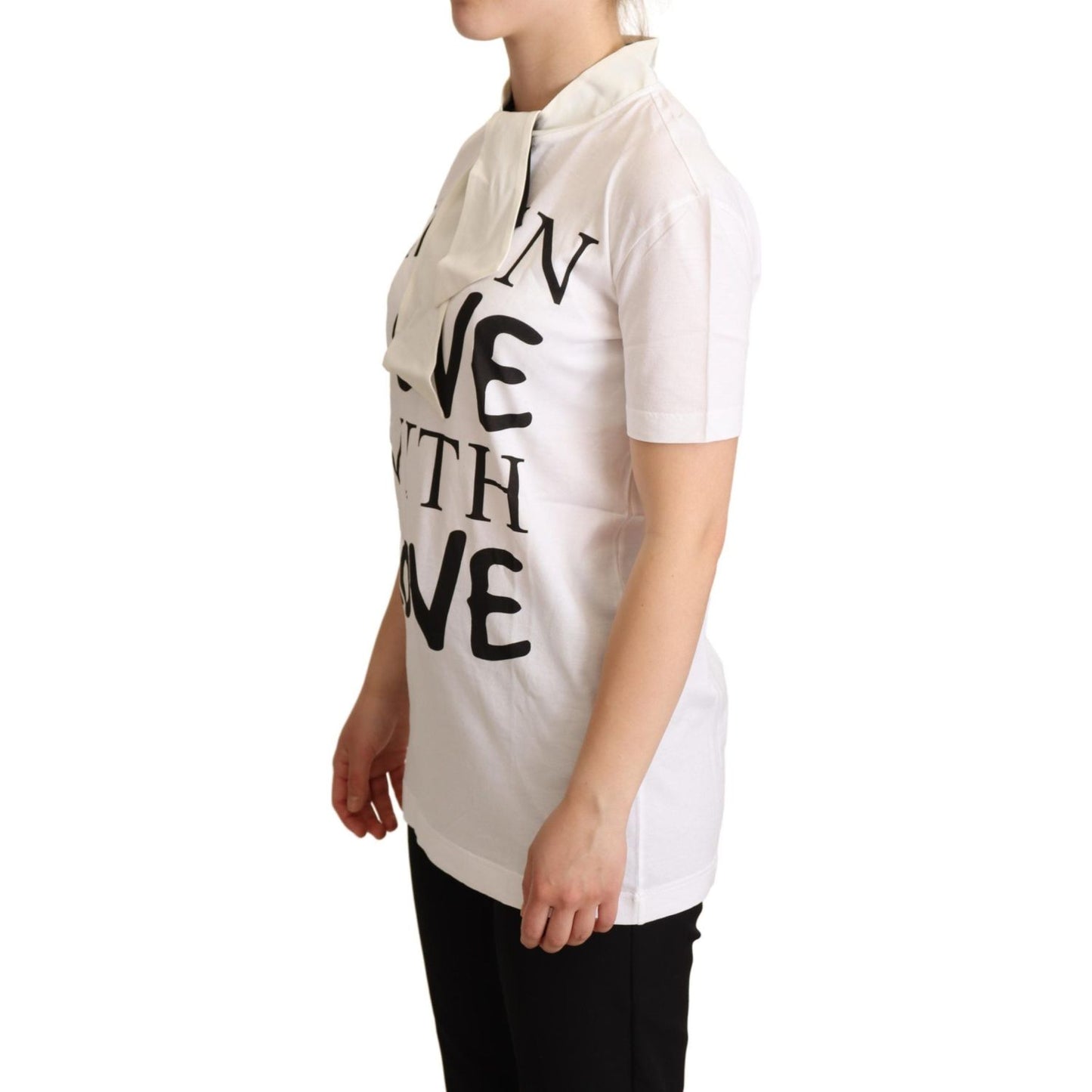 Dolce & Gabbana Chic White Love Motif Silk-Blend Tee Dolce & Gabbana Gray