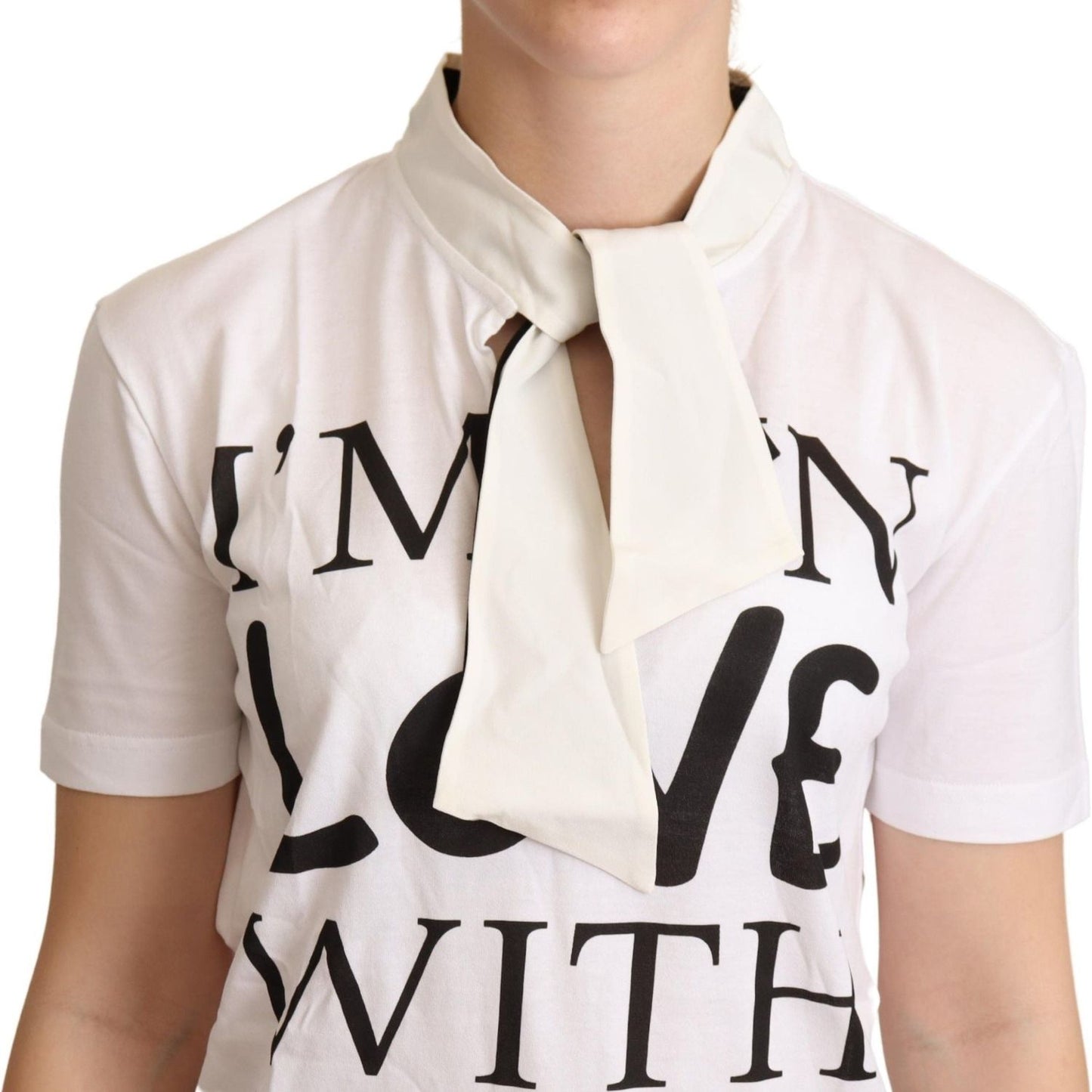 Dolce & Gabbana Chic White Love Motif Silk-Blend Tee Dolce & Gabbana Light Gray