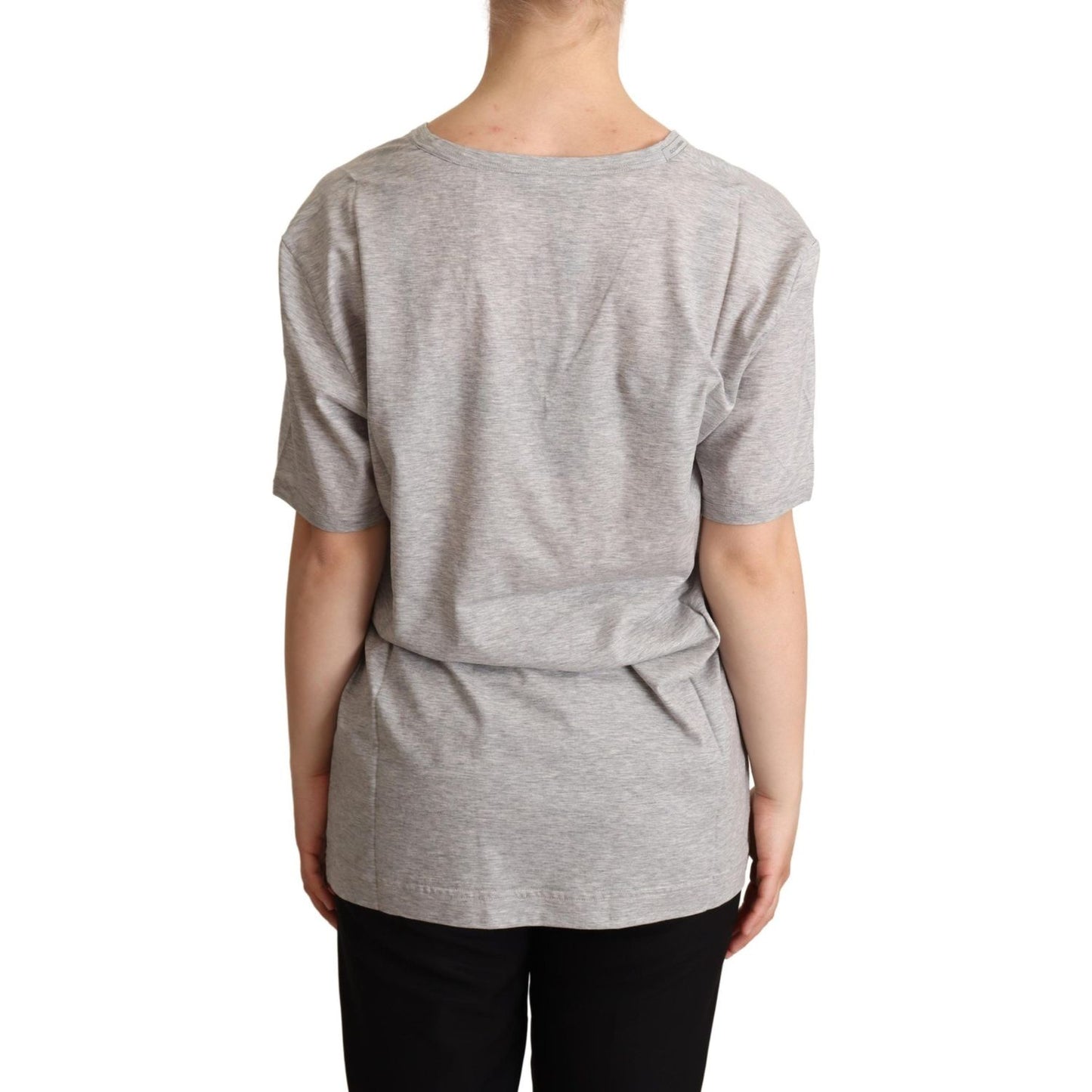 Dolce & Gabbana Elegant Gray V-Neck Cotton Tee Dolce & Gabbana Gray