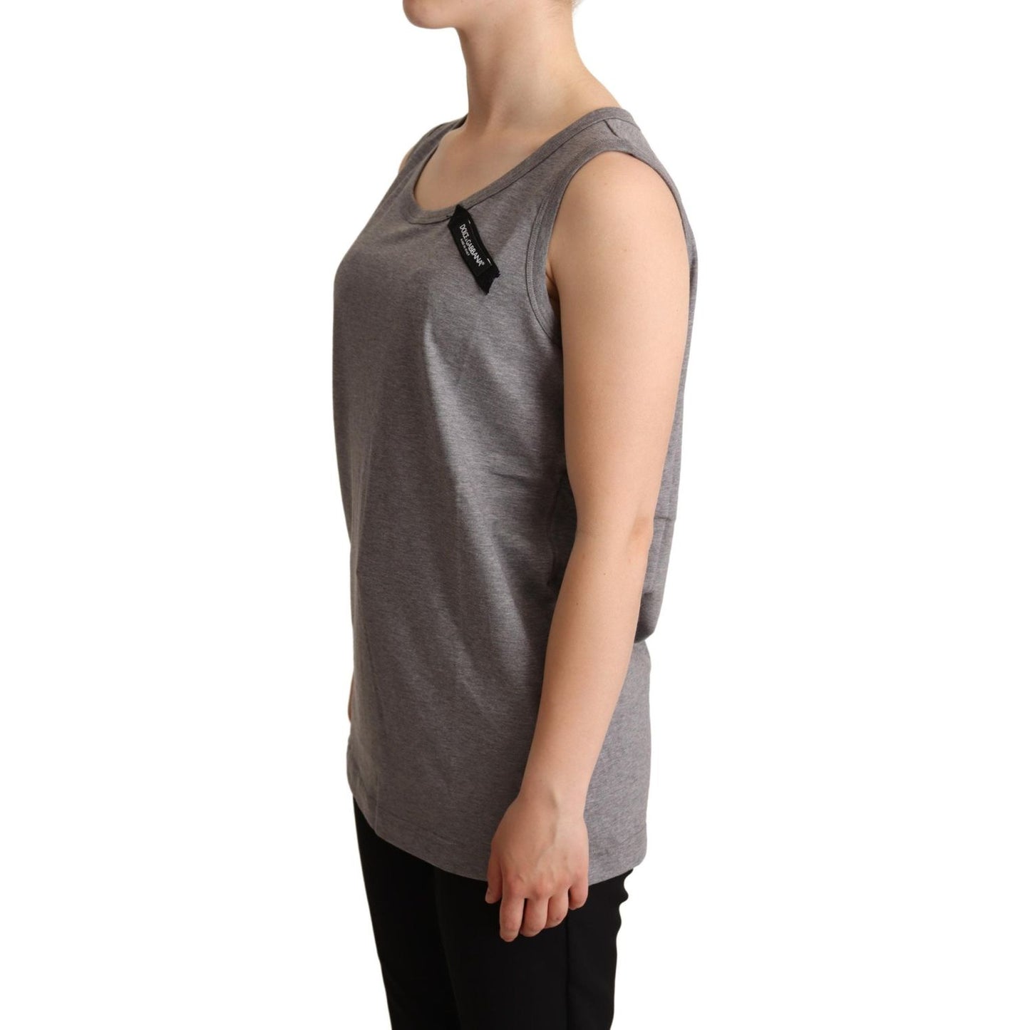 Dolce & Gabbana Elegant Gray Cotton Jersey Sleeveless Tank Dolce & Gabbana Dark Slate Gray