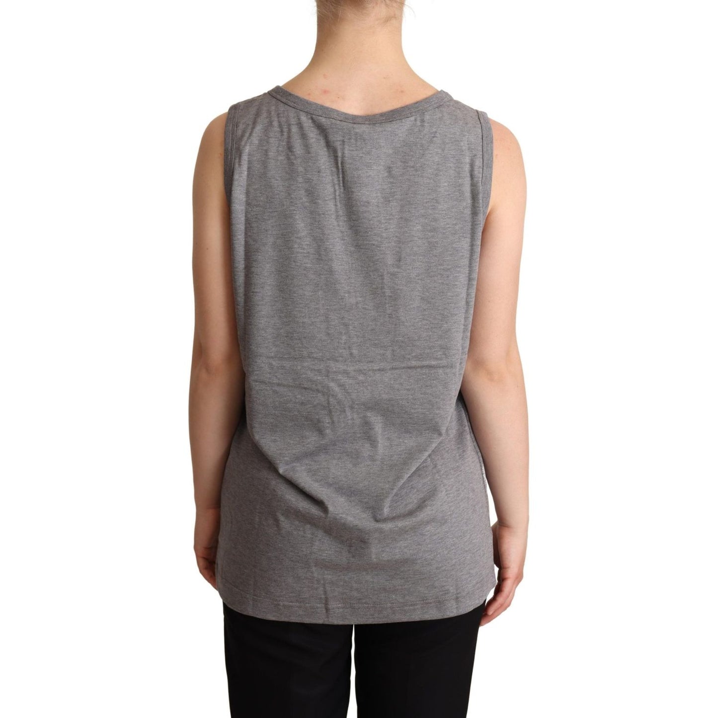 Dolce & Gabbana Elegant Gray Cotton Jersey Sleeveless Tank Dolce & Gabbana Dim Gray