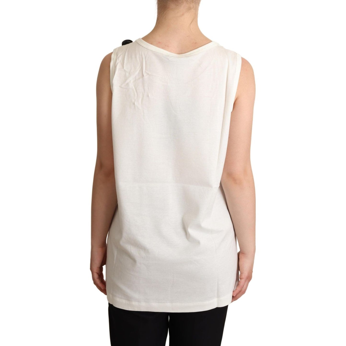 Dolce & Gabbana Chic Canine Floral Sleeveless Tank Dolce & Gabbana Light Gray