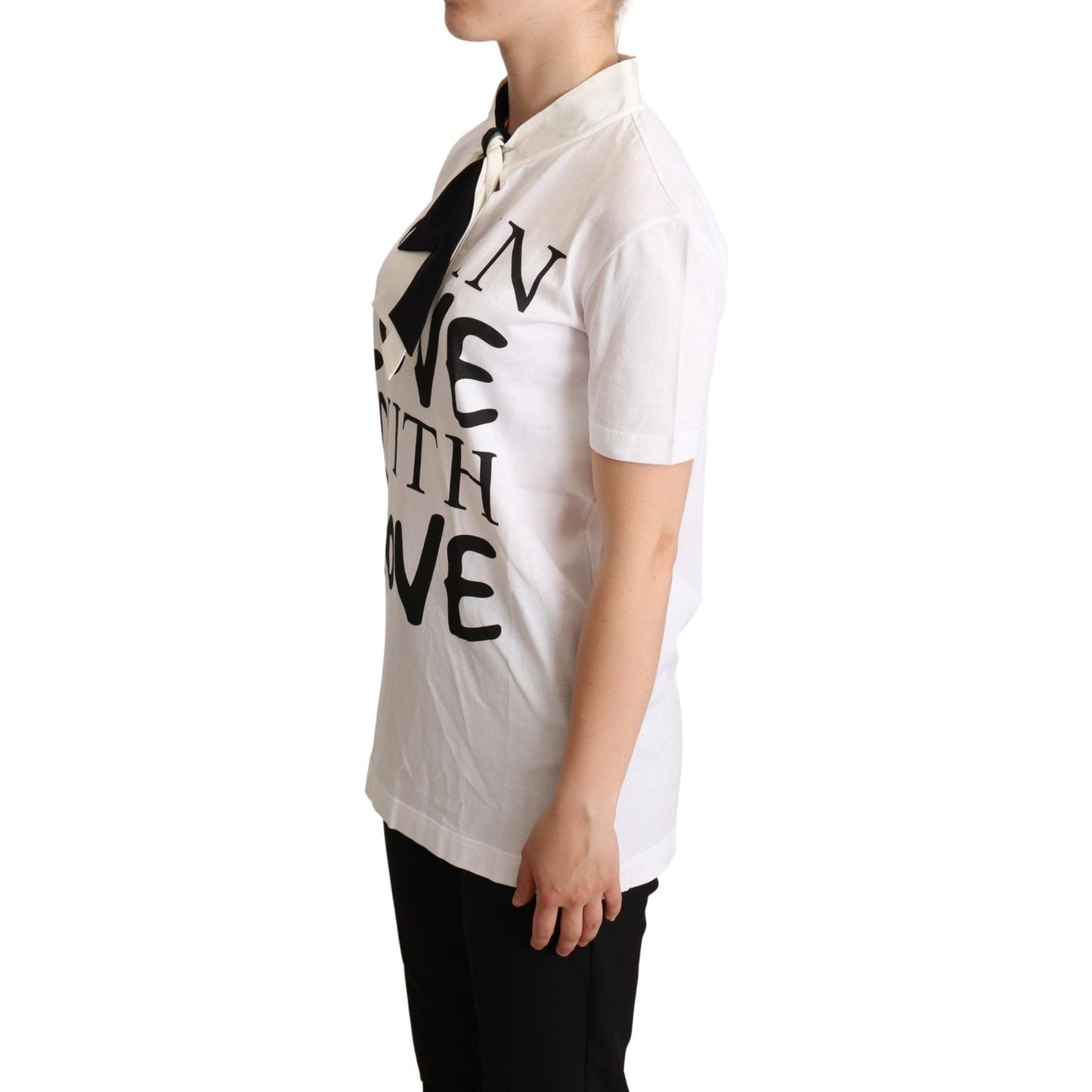 Dolce & Gabbana Chic Love Slogan Silk Cotton Tee Dolce & Gabbana Gray