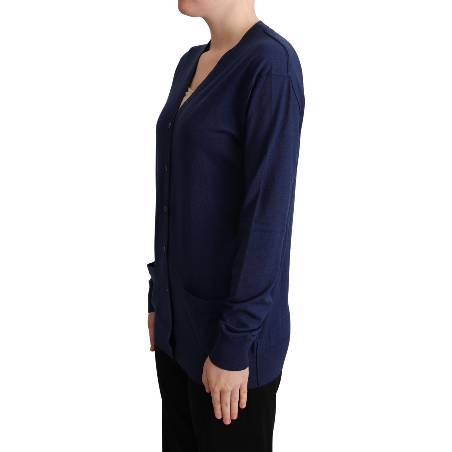 Dolce & Gabbana Elegant Virgin Wool Blue Cardigan Dolce & Gabbana Black