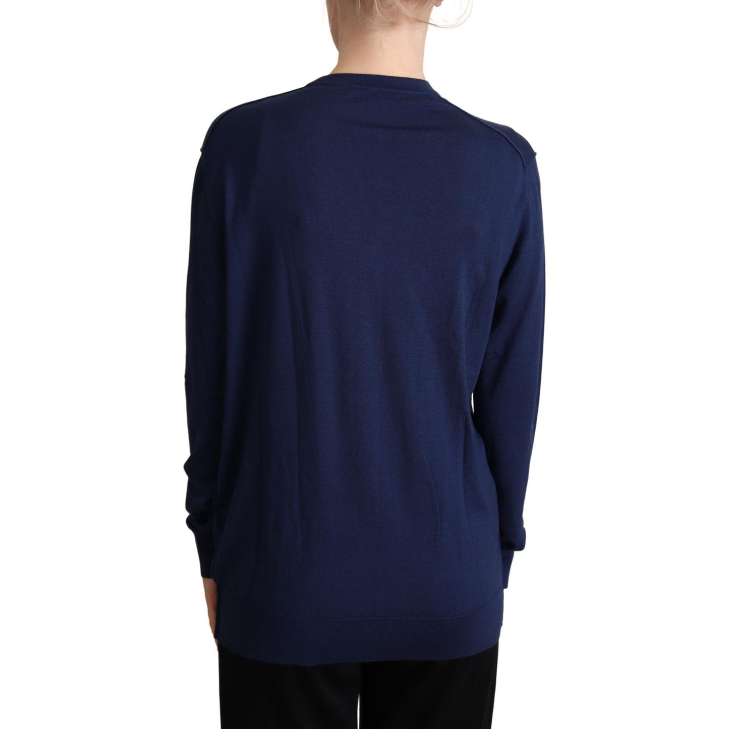 Dolce & Gabbana Elegant Virgin Wool Blue Cardigan Dolce & Gabbana Dark Slate Gray