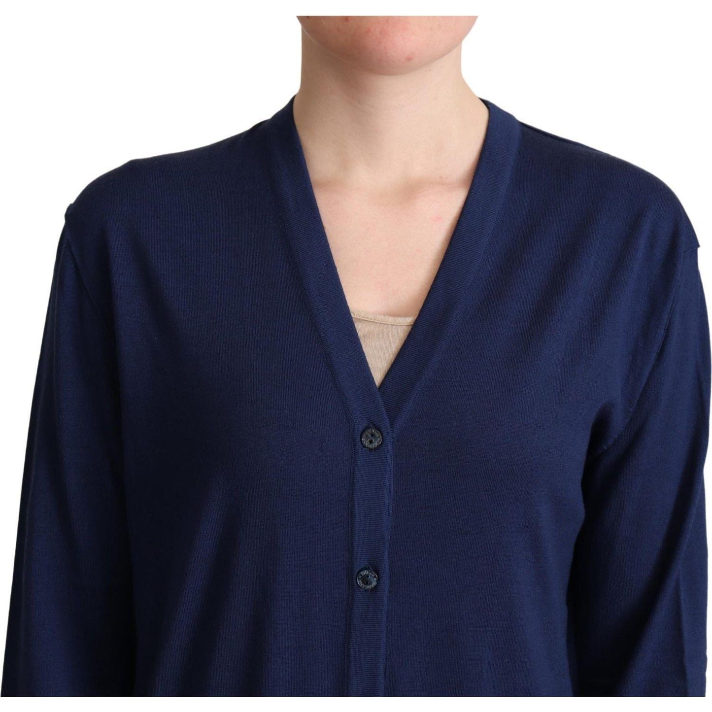 Dolce & Gabbana Elegant Virgin Wool Blue Cardigan Dolce & Gabbana Dark Slate Gray