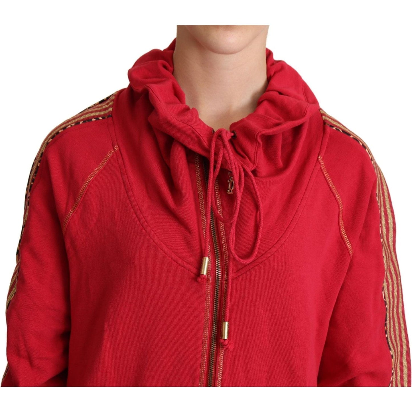 John Galliano Radiant Red Cotton Full Zip Hooded Jacket John Galliano Firebrick