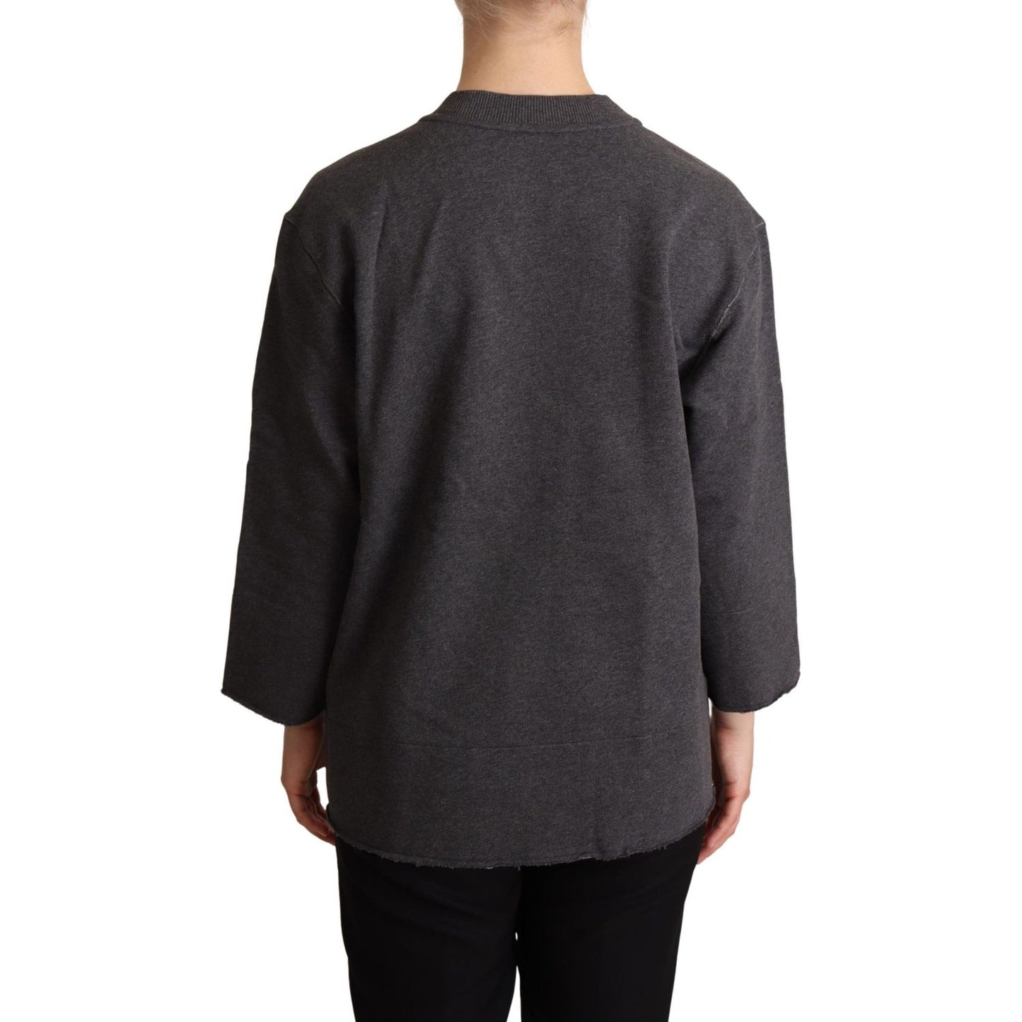 Dolce & Gabbana Chic Gray Embroidered Cotton Sweater Dolce & Gabbana Dark Slate Gray