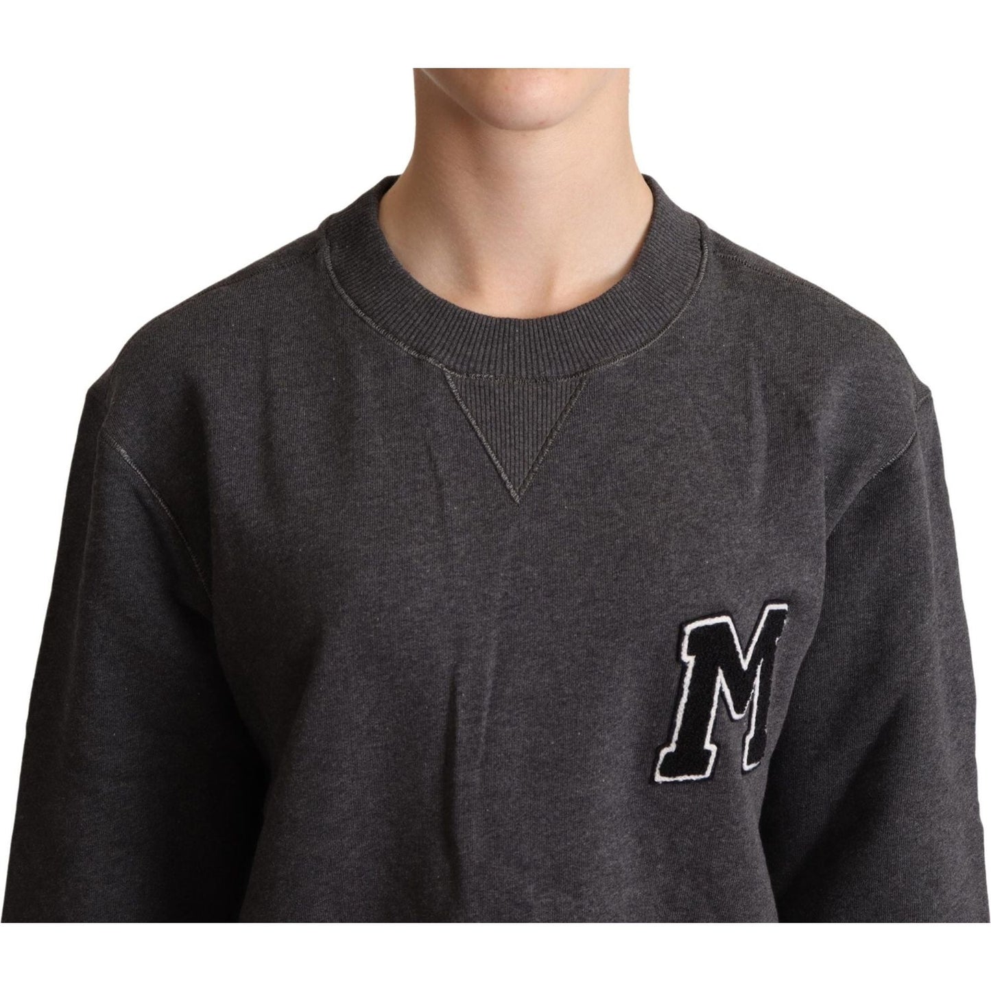 Dolce & Gabbana Chic Gray Embroidered Cotton Sweater Dolce & Gabbana Dark Slate Gray