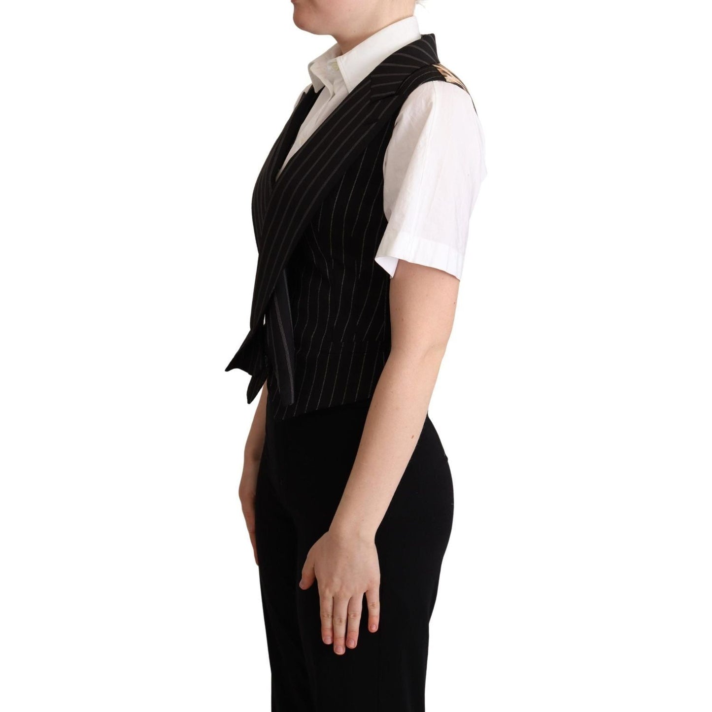 Dolce & Gabbana Elegant Leopard Print Waistcoat – Sleeveless Vest Dolce & Gabbana Gray