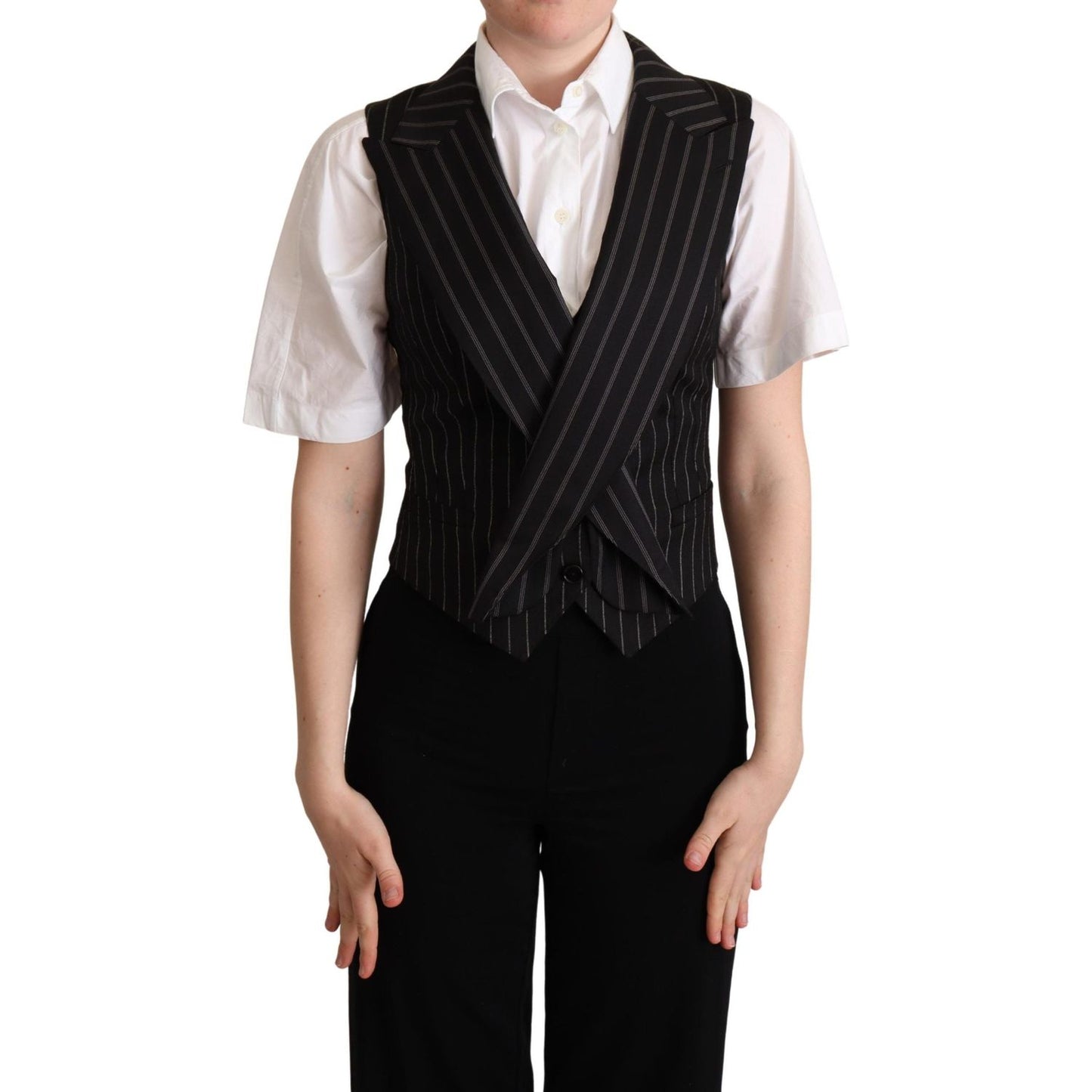 Dolce & Gabbana Elegant Leopard Print Waistcoat – Sleeveless Vest Dolce & Gabbana Black