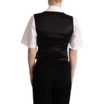 Dolce & Gabbana Black Gold Jacquard Silk Waistcoat Vest TSH6001-42