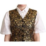 Dolce & Gabbana Black Gold Jacquard Silk Waistcoat Vest TSH6001-42
