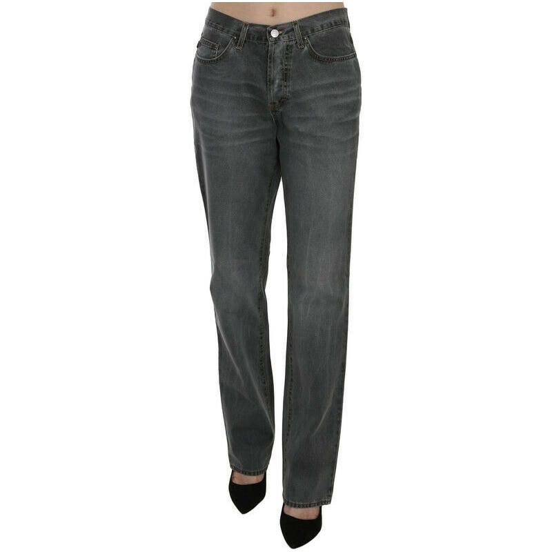 Just Cavalli Chic Gray Mid Waist Straight Leg Jeans Just Cavalli Dark Slate Gray