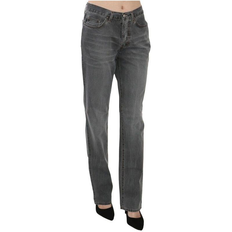 Just Cavalli Chic Gray Mid Waist Straight Leg Jeans Just Cavalli Dark Slate Gray