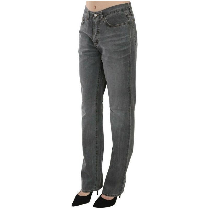 Just Cavalli Chic Gray Mid Waist Straight Leg Jeans Just Cavalli Dark Slate Gray