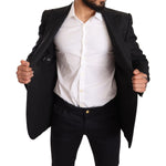 Dolce & Gabbana Elegant Slim Fit Black Linen Blazer Dolce & Gabbana Black