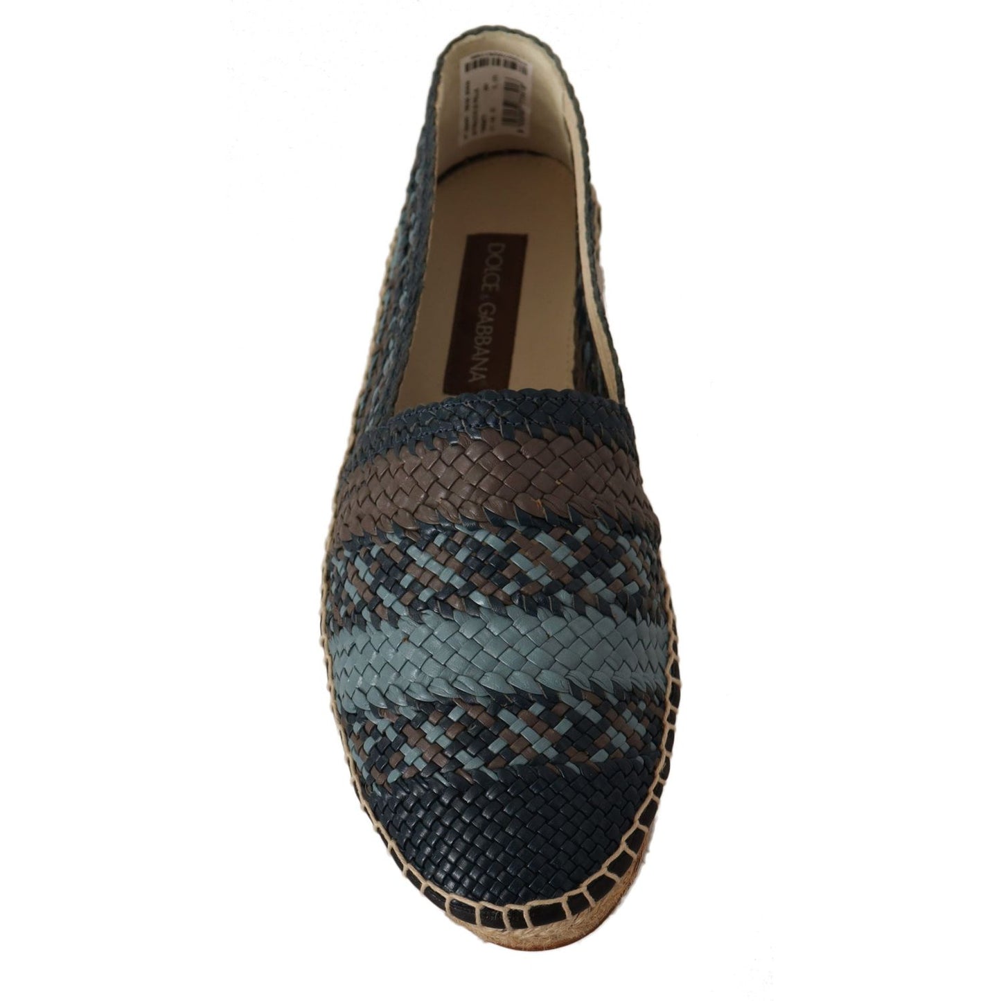 Dolce & Gabbana Elegant Woven Leather Espadrilles MAN LOAFERS Dolce & Gabbana Dark Slate Gray