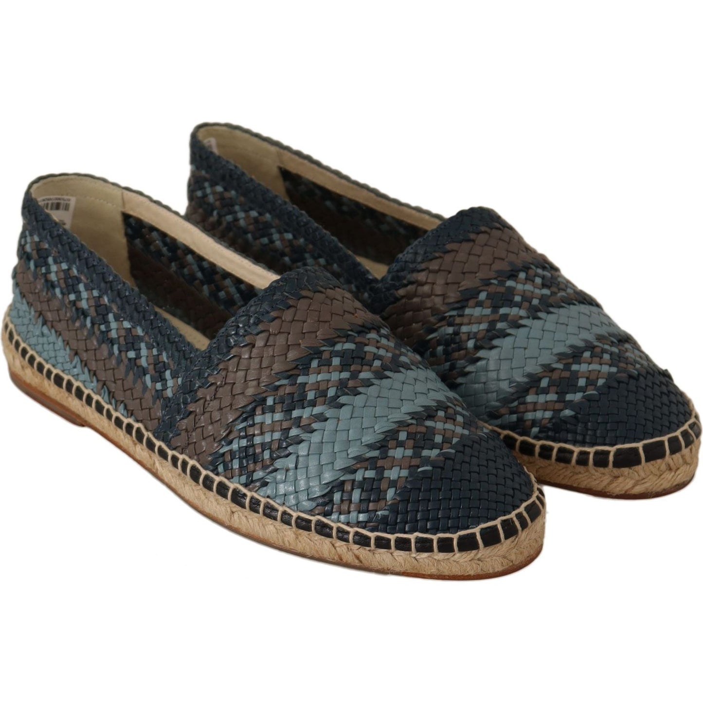 Dolce & Gabbana Elegant Woven Leather Espadrilles MAN LOAFERS Dolce & Gabbana Dark Slate Gray