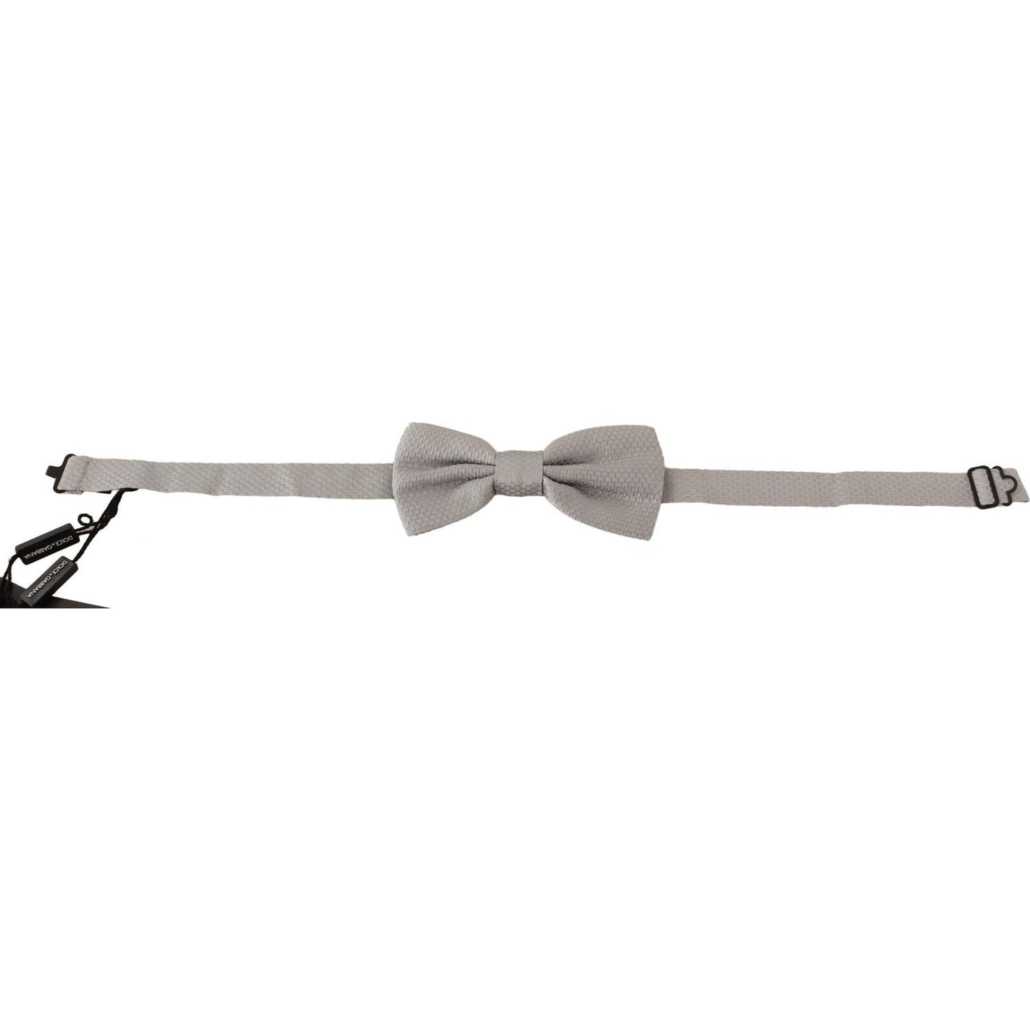 Dolce & Gabbana Elegant Silver Silk Bow Tie Bow Tie Dolce & Gabbana Dark Gray