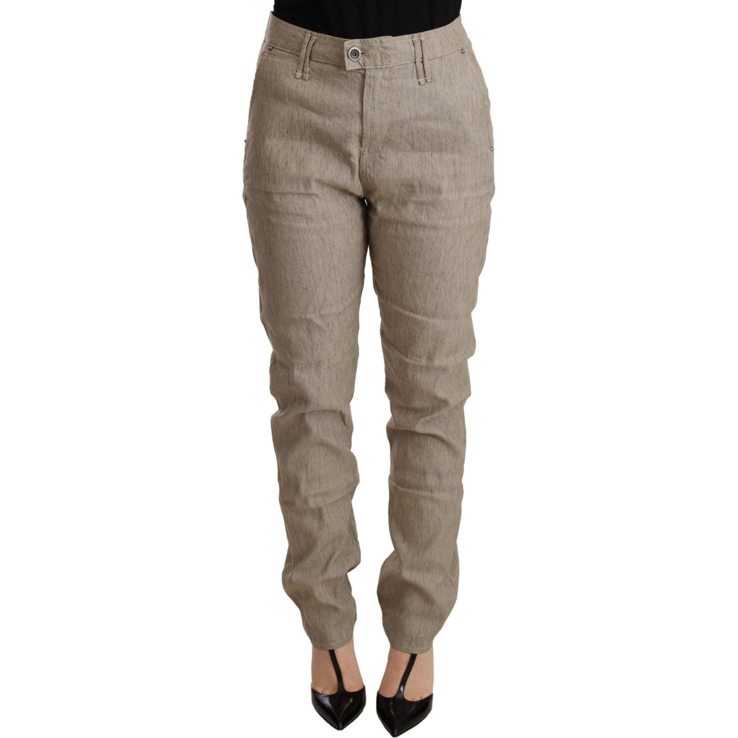 CYCLE Beige Mid Waist Casual Baggy Stretch Trouser PAN71172 -26