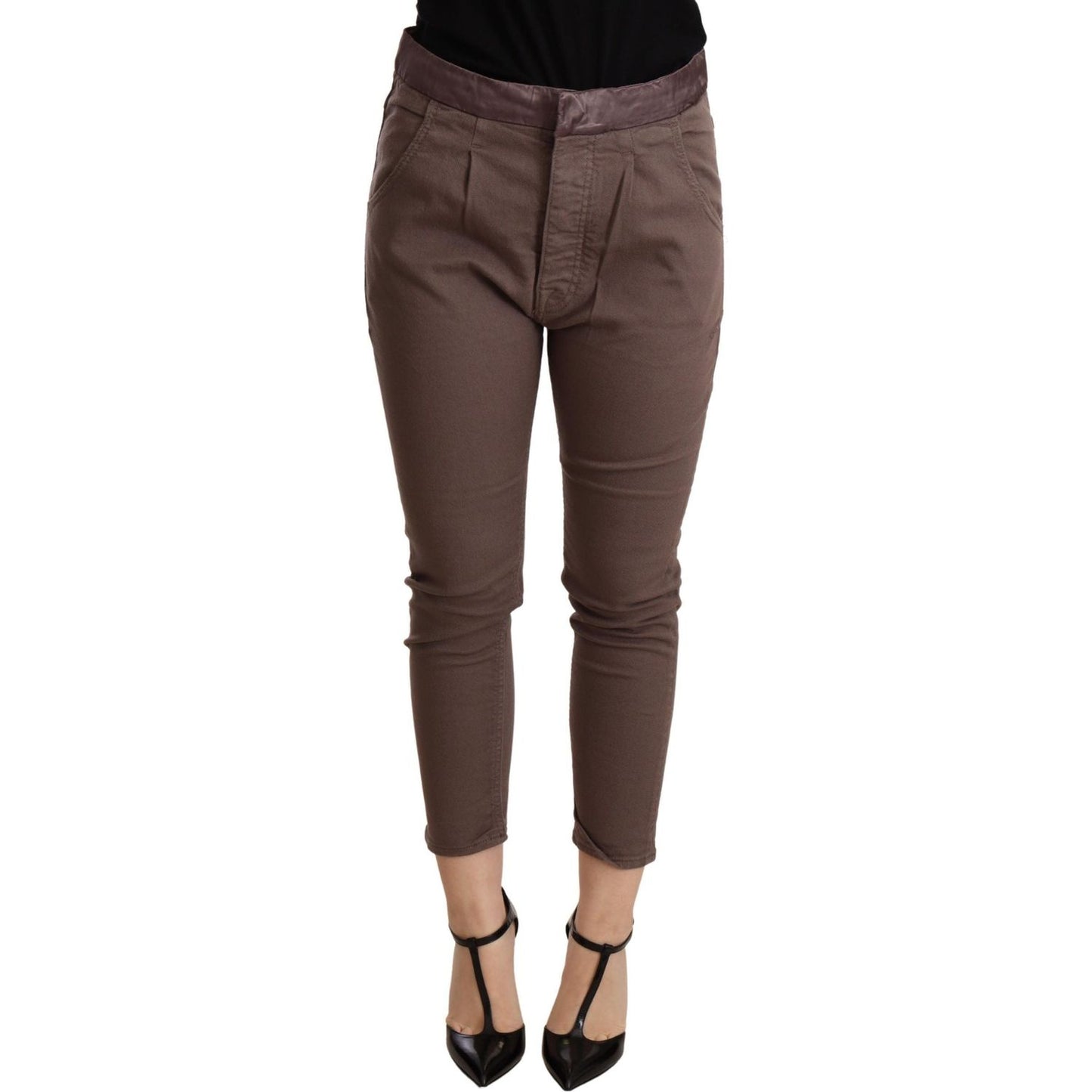 CYCLE Chic Brown Skinny Mid Waist Cropped Pants WOMAN TROUSERS CYCLE Dark Slate Gray