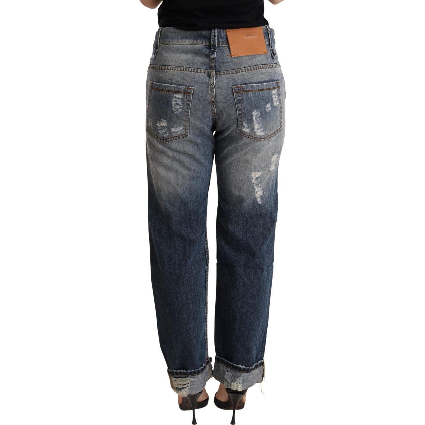 Acht Blue Tattered Mid Waist Straight Denim Trouser PAN71242 -26