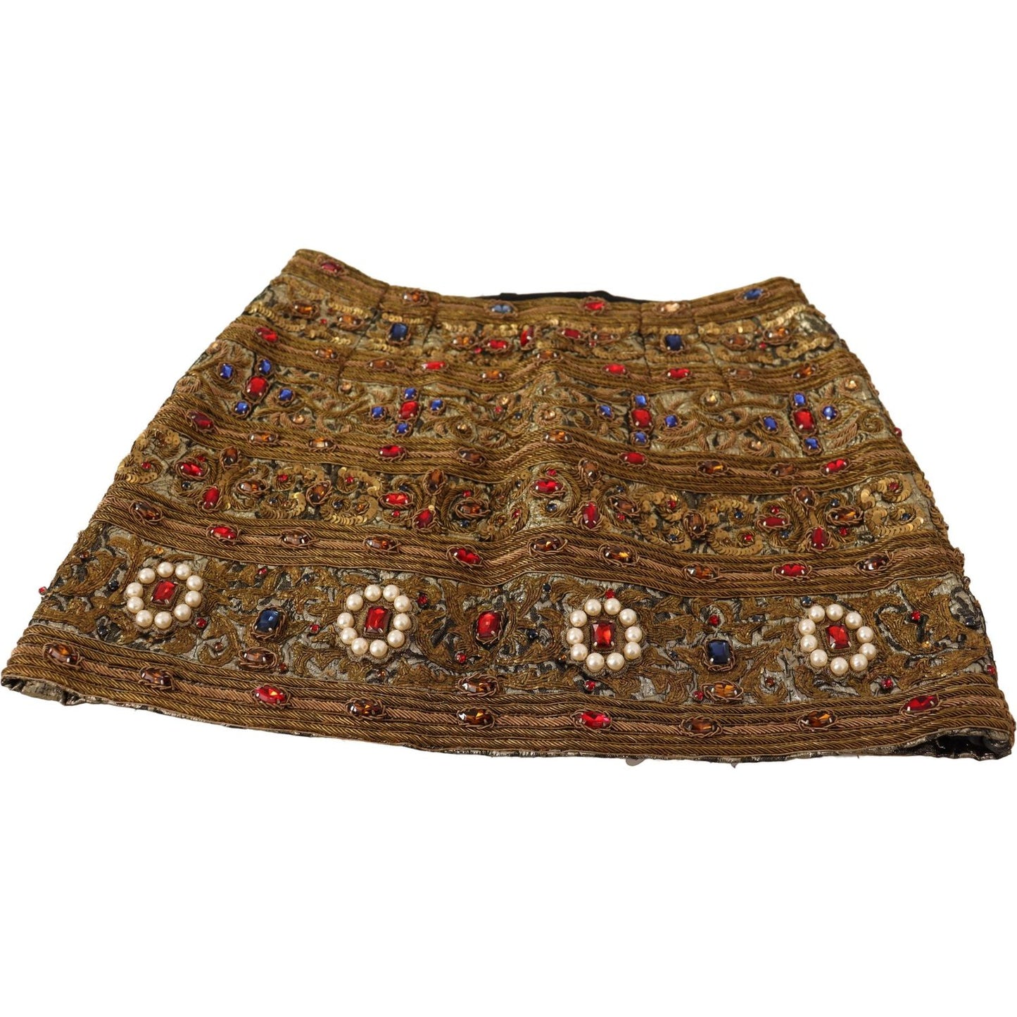 Dolce & Gabbana Gold Embellished High Waist Mini Skirt Dolce & Gabbana Saddle Brown
