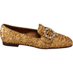 Dolce & Gabbana Elegant Gold Sequin Crystal Flats LA5112 -37