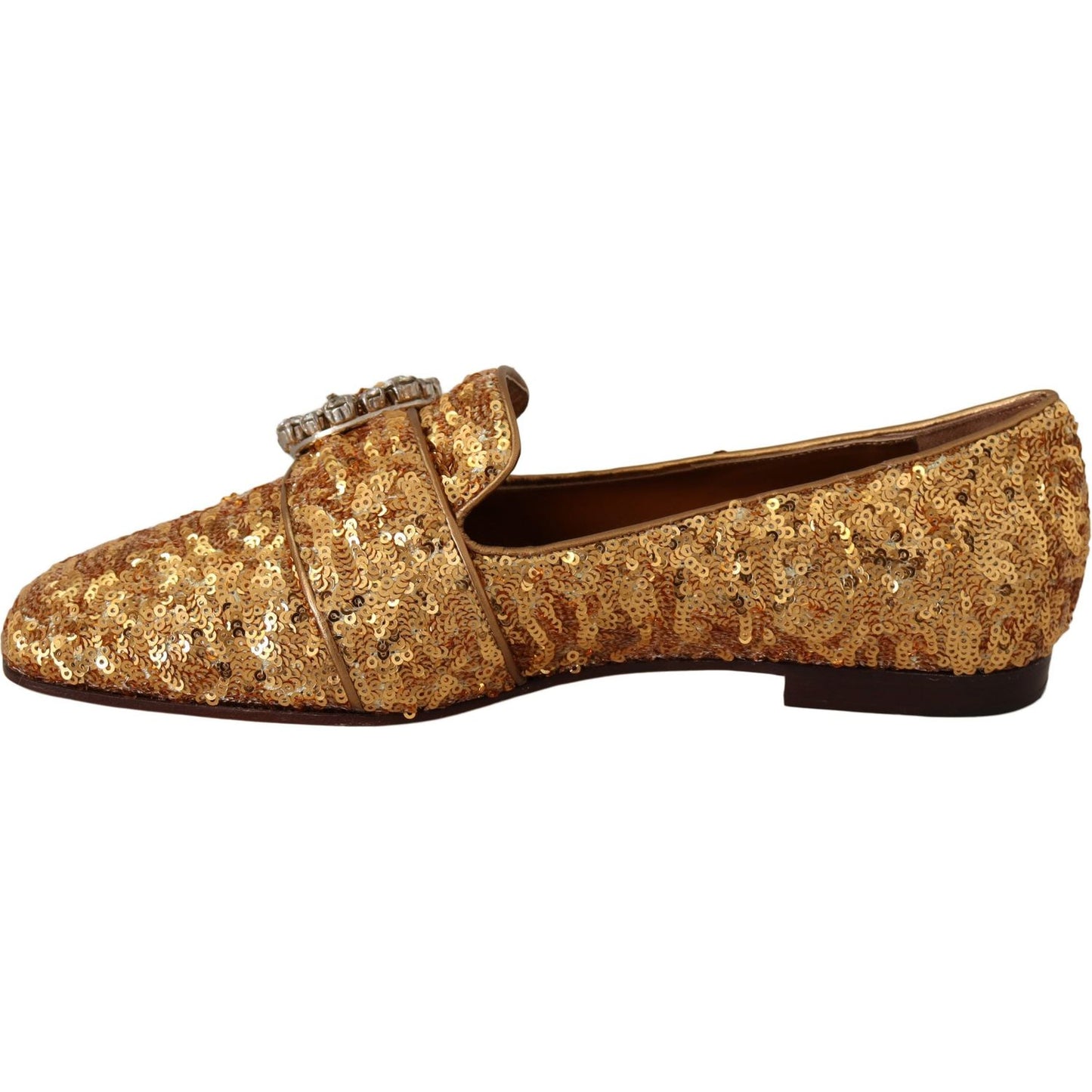Dolce & Gabbana Elegant Gold Sequin Crystal Flats LA5112 -37