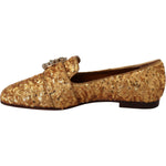Dolce & Gabbana Elegant Gold Sequin Crystal Flats LA5112 -37