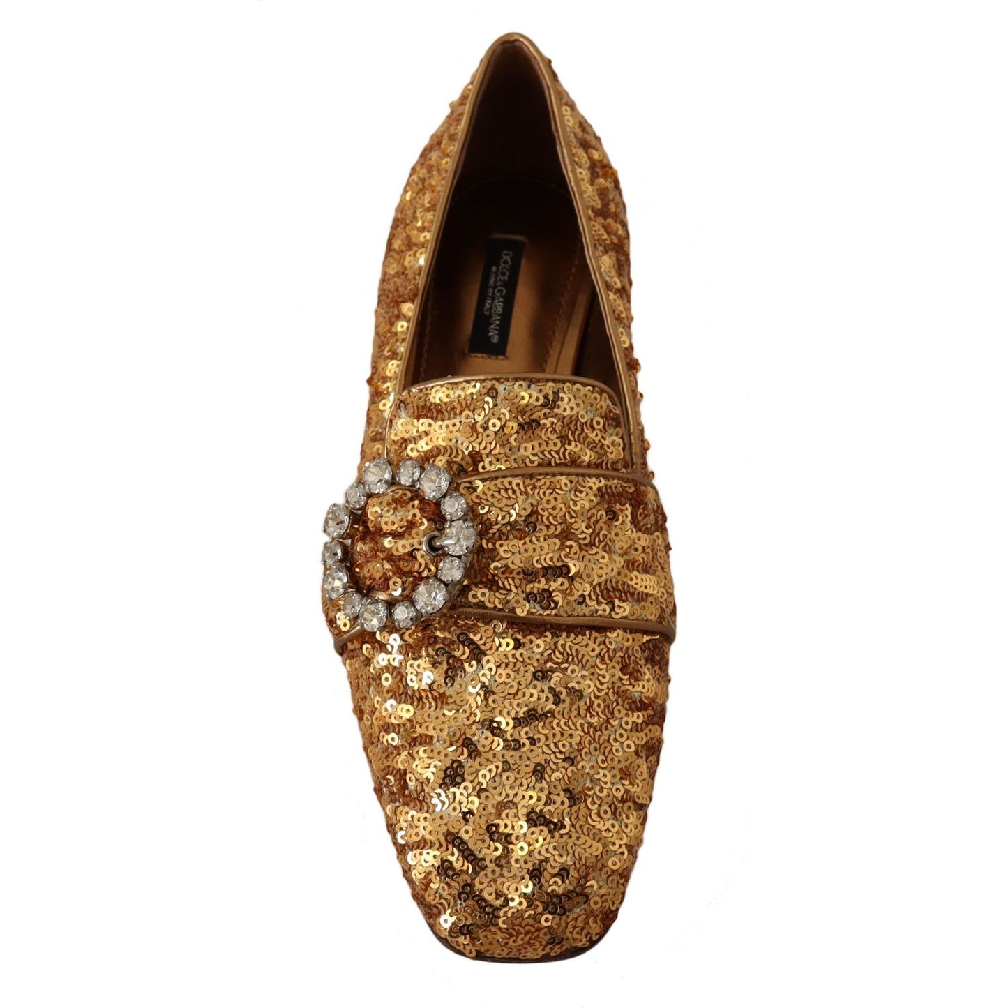 Dolce & Gabbana Elegant Gold Sequin Crystal Flats LA5112 -37