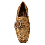 Dolce & Gabbana Elegant Gold Sequin Crystal Flats LA5112 -37