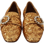 Dolce & Gabbana Elegant Gold Sequin Crystal Flats LA5112 -37