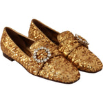 Dolce & Gabbana Elegant Gold Sequin Crystal Flats LA5112 -37