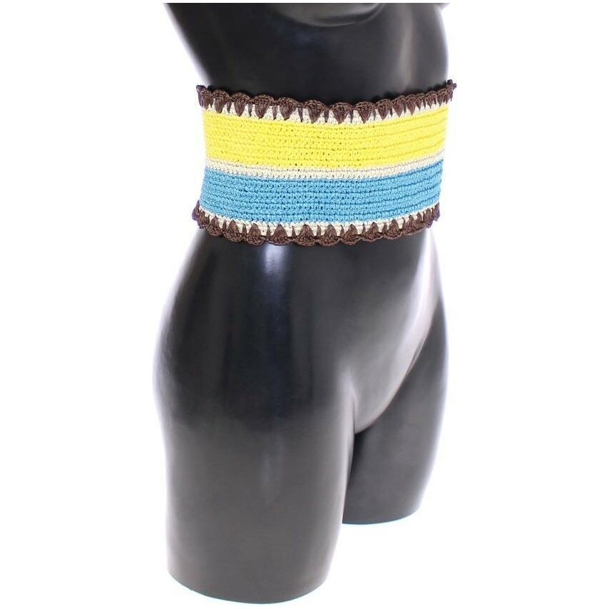 Dolce & Gabbana Runway Woven Raffia-Style Corset Belt MAN BELTS Dolce & Gabbana Dark Slate Gray