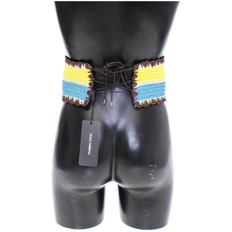 Dolce & Gabbana Runway Woven Raffia-Style Corset Belt MAN BELTS Dolce & Gabbana Dark Slate Gray
